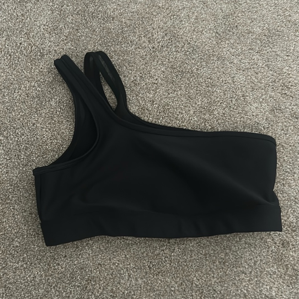 Black off the shoulder sports bra